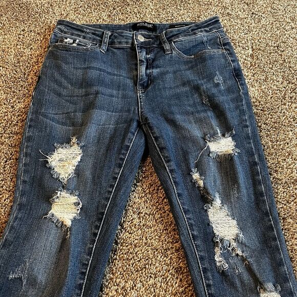 Judy Blue Jeans Womens Size 9 29 Blue JB8821 Skinny distressed Raw hem - Picture 4 of 10